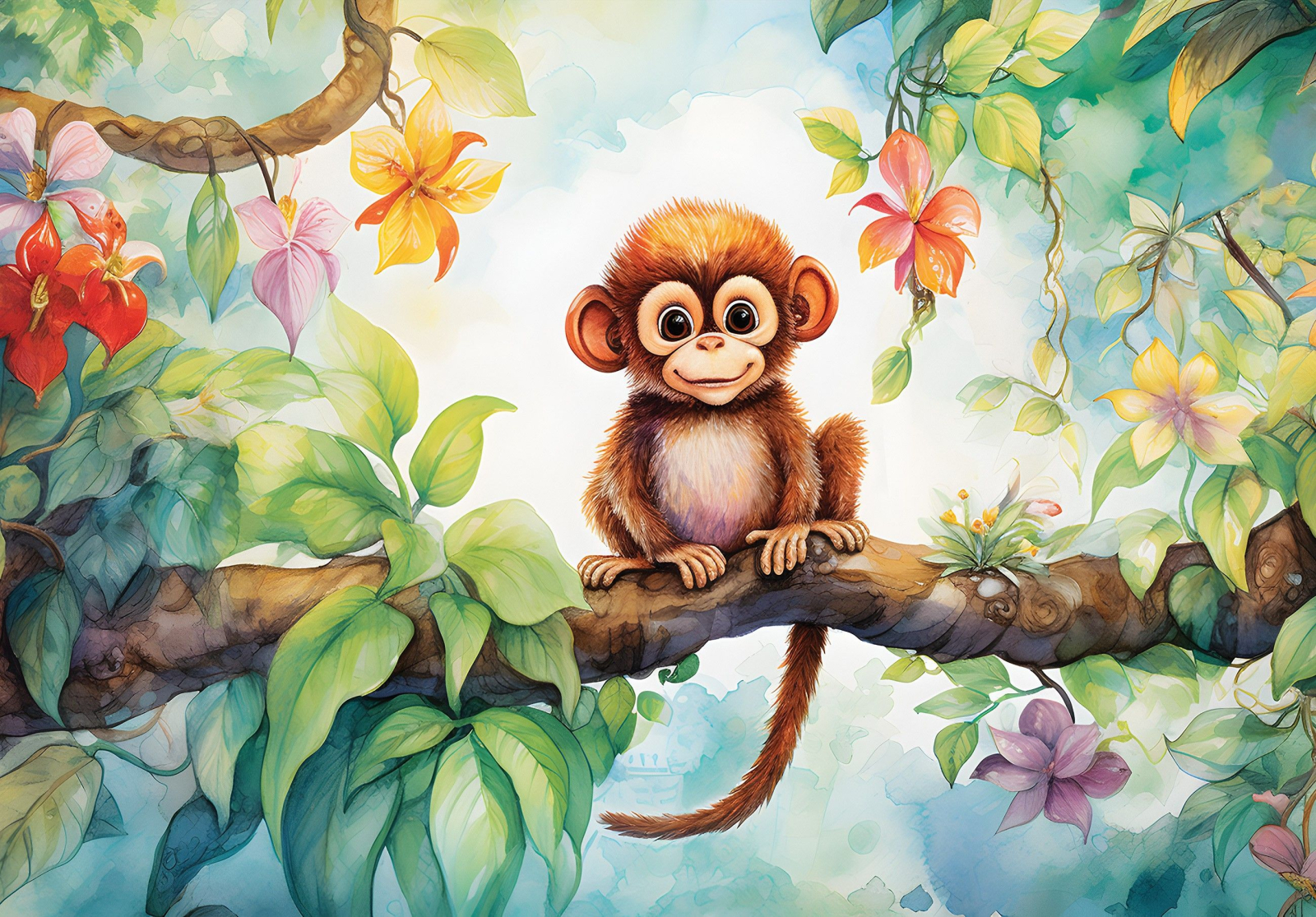 Детски Флис Фототапет JUNGLE Малкото маймунче